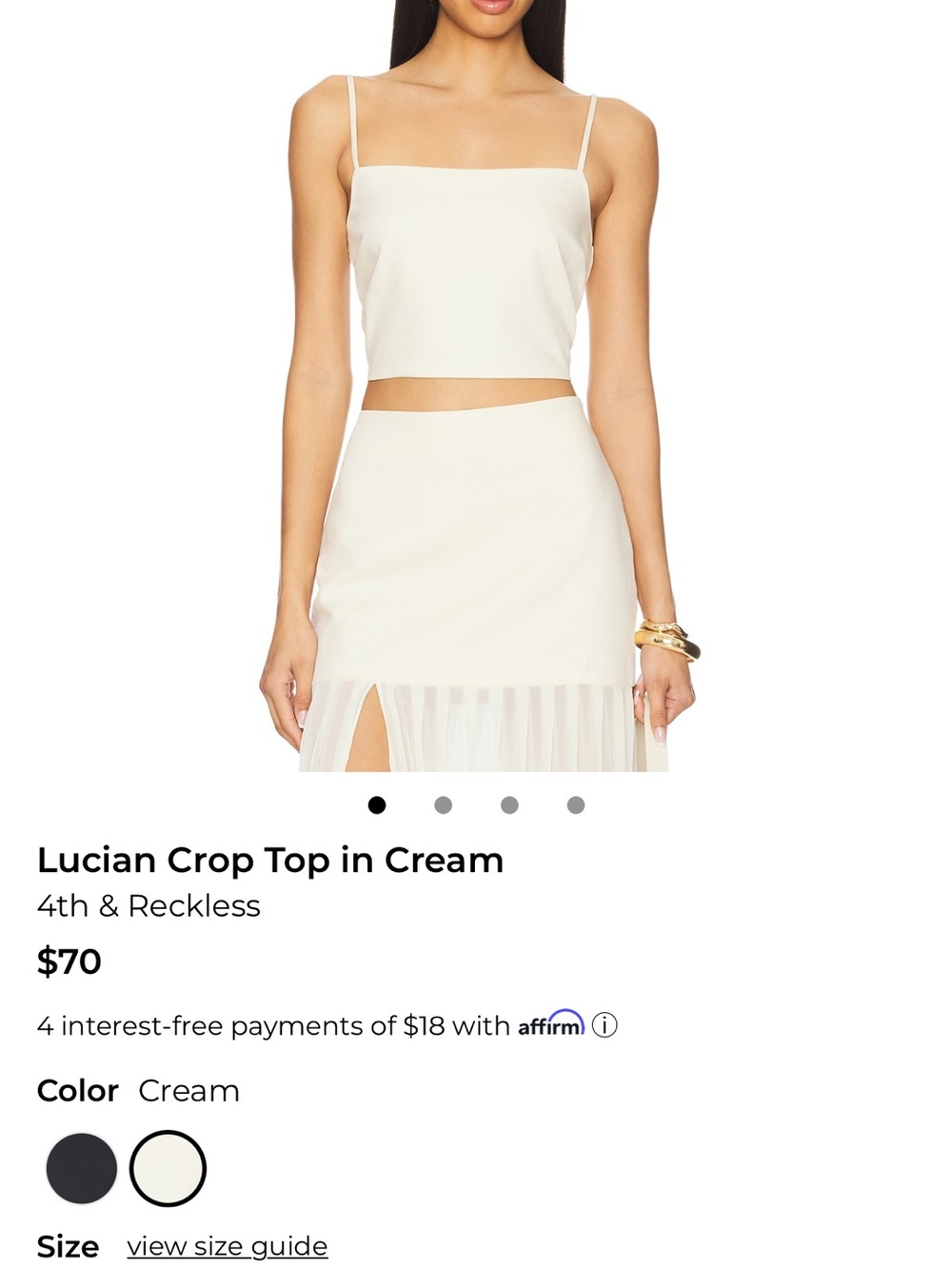 4th & Reckless Lucian Crop Tank Top in Cream
